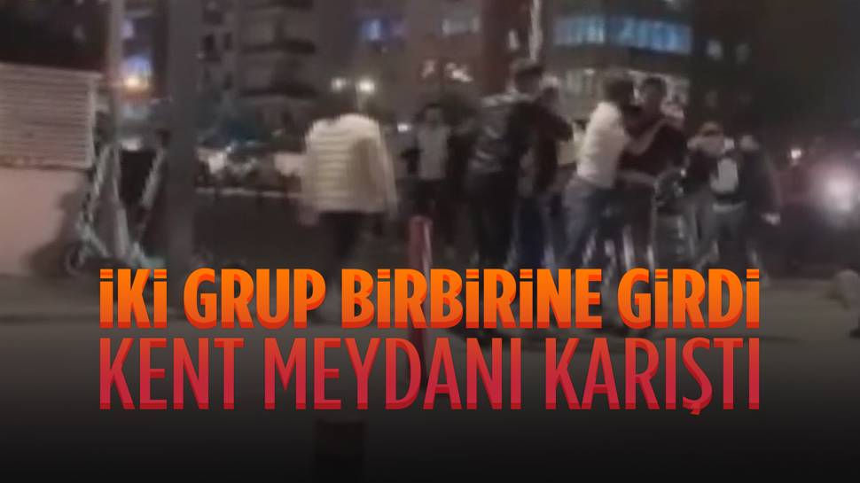 Kent meydanı karıştı, onlarca kişi tekme tokat kavga etti