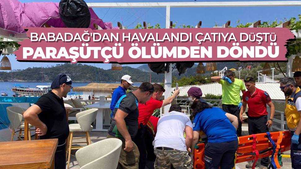 Çatıya düşen paraşütçü yaralandı