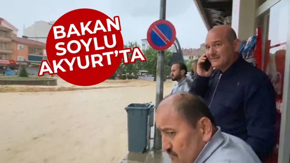 Süleyman Soylu Akyurt’taki sel bölgesinde incelemelerde bulundu