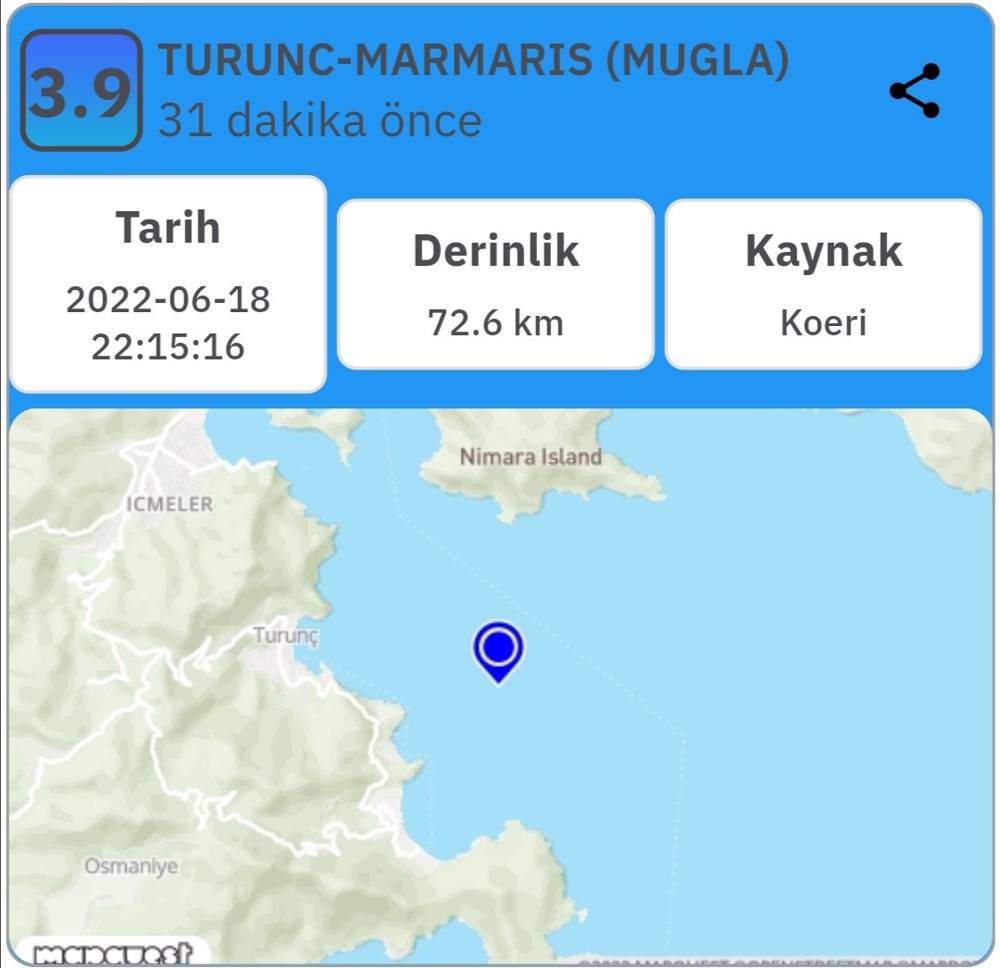 Marmaris'te deprem!