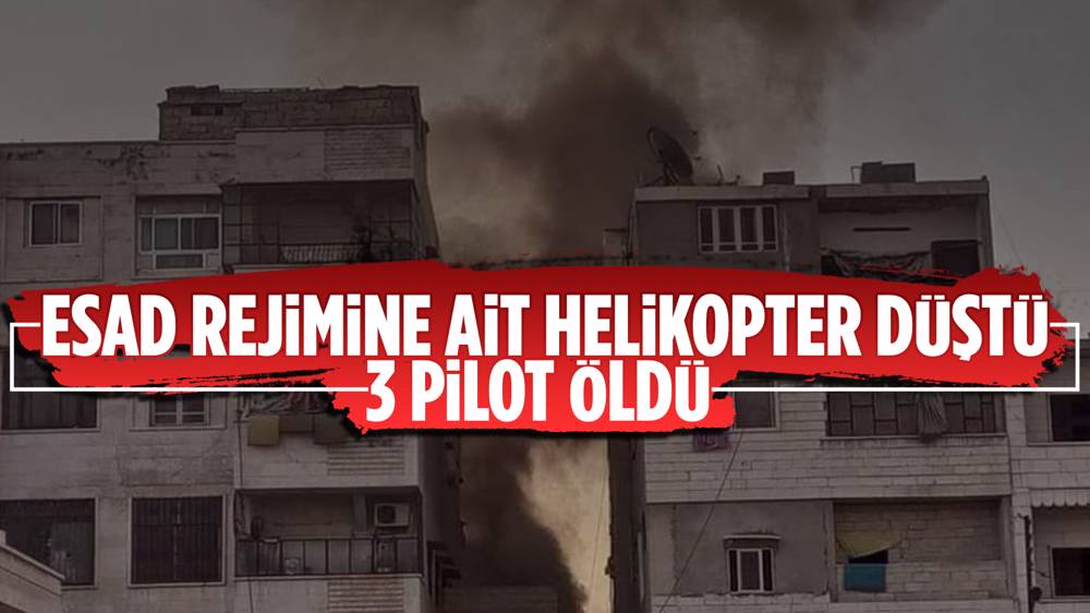 Esad rejimine ait helikopter düştü