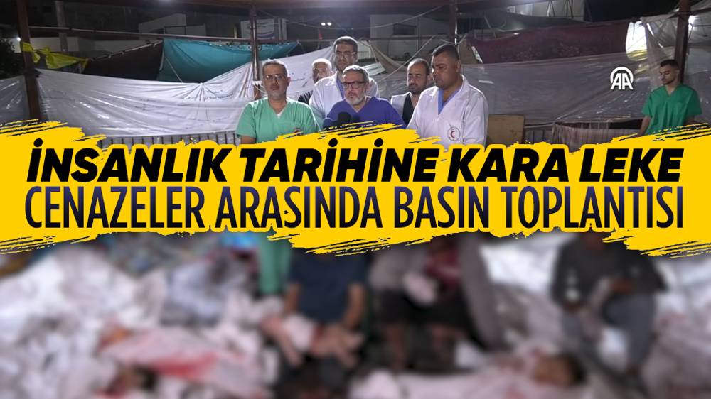 İsrail’in vurduğu El-Ehli Baptist Hastanesinde cenazeler arasında basın toplantısı 