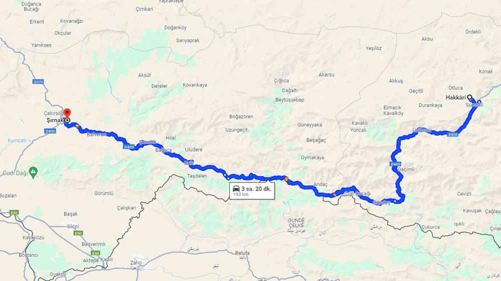 Şırnak Hakkari arası kaç km? Hakkari Şırnak arası kaç saat?