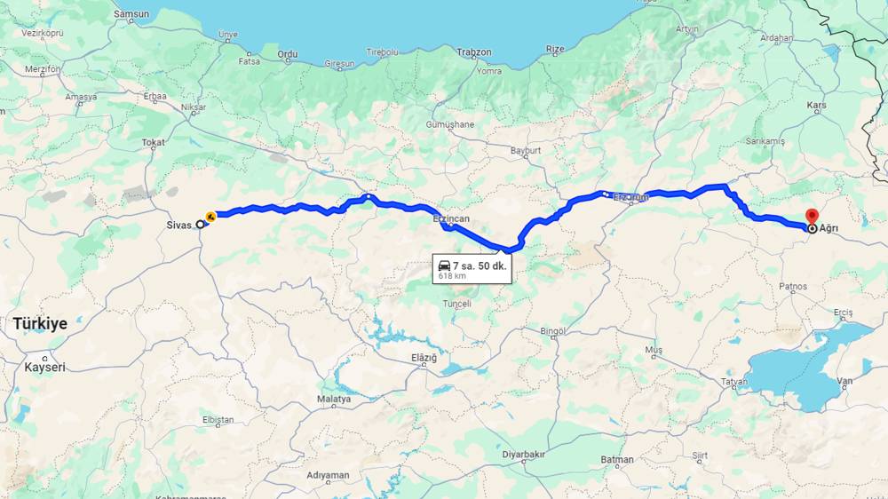 Sivas Ağrı arası kaç km? Ağrı Sivas arası kaç saat? 