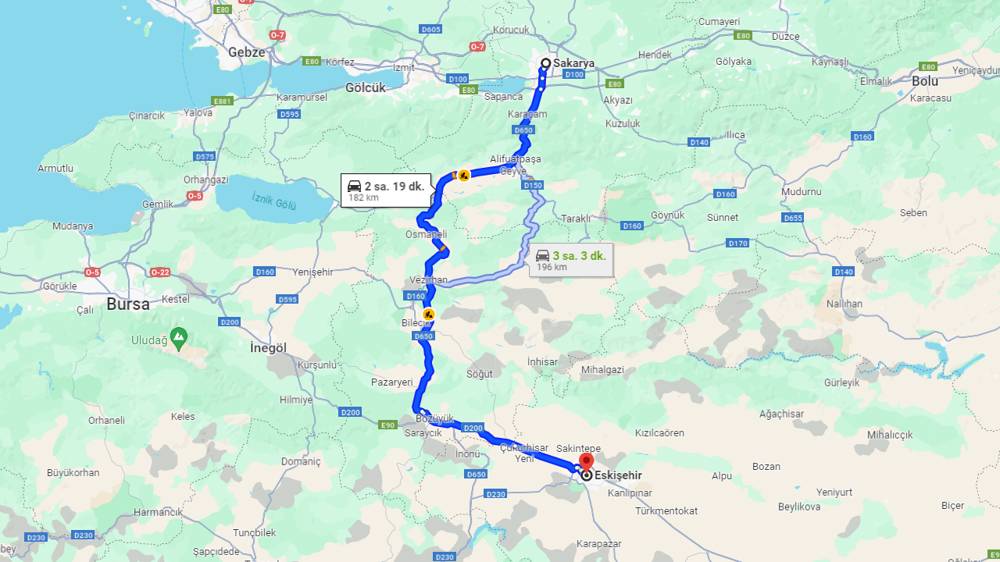 Sakarya Eskişehir arası kaç km? Eskişehir Sakarya arası kaç saat?   