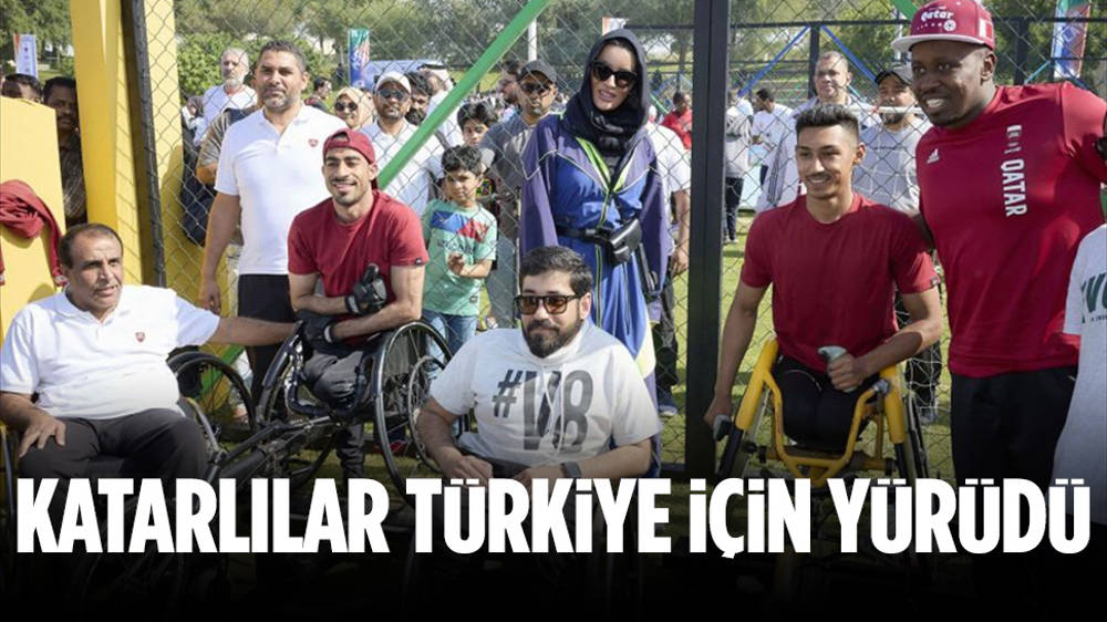 Katar'da depremzedeler için yürüyüş