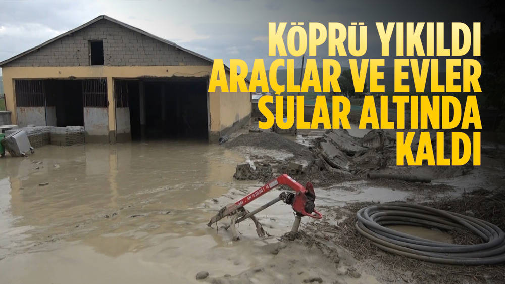 Muş'ta köprü yıkıldı, 5 araç ve 35 ev hasar gördü