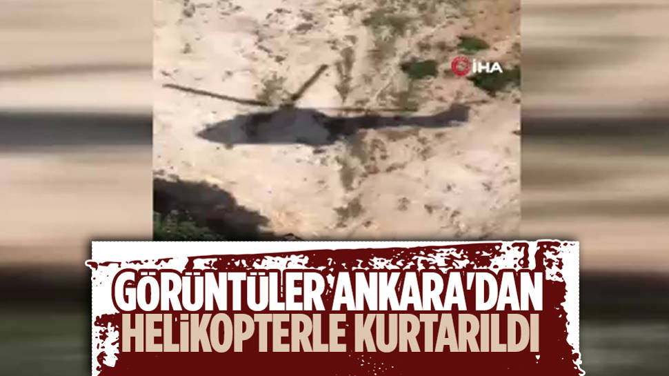 Helikopterle kurtarma operasyonu kamerada