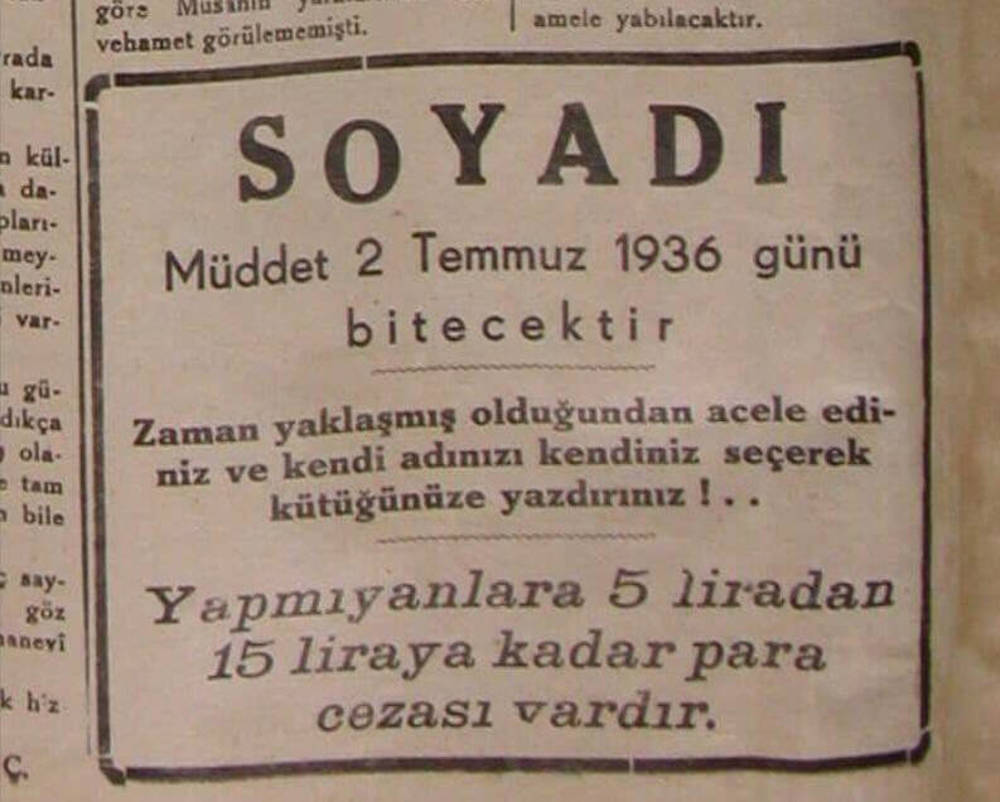 Soyadı Kanunu ne zaman ve neden çıkarıldı?