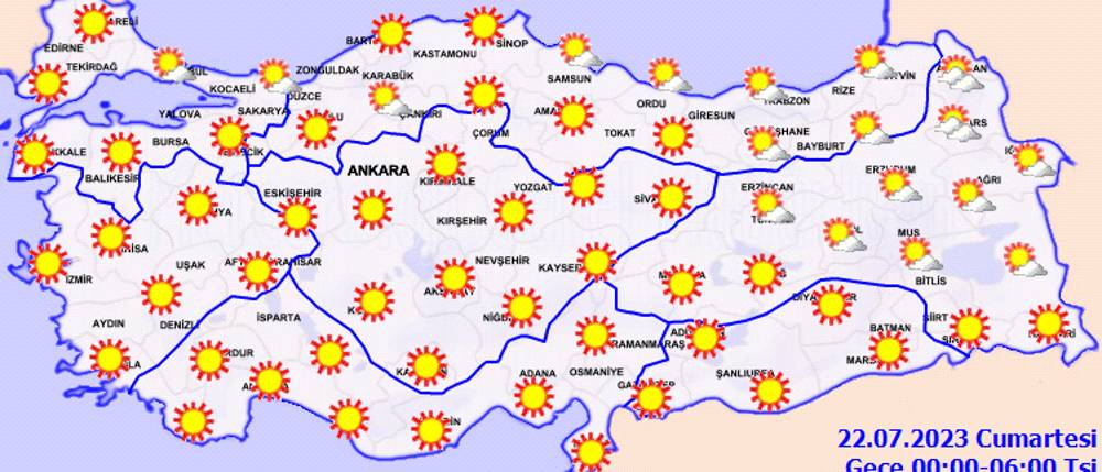 22 Temmuz Cumartesi İstanbul, Ankara, İzmir ve Ülke Geneli Hava Durumu, Cumartesi Hava Nasıl Olacak?