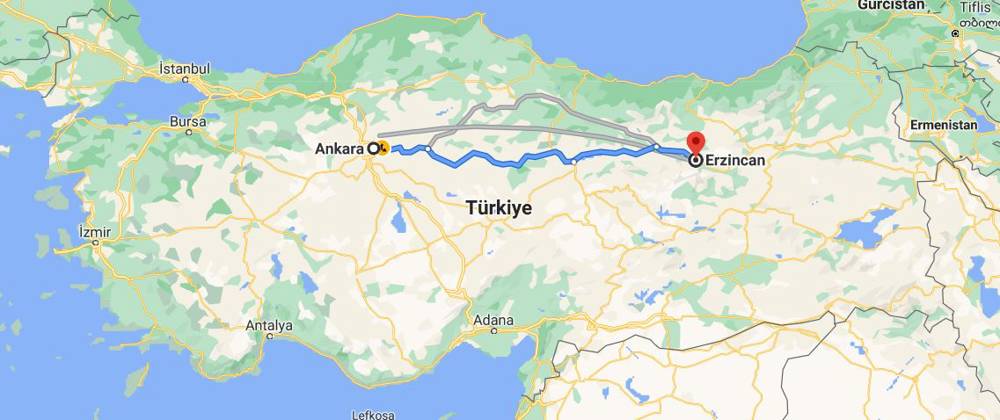 Ankara - Erzincan arası kaç km, Ankara'dan Erzincan'a nasıl gidebilirim?