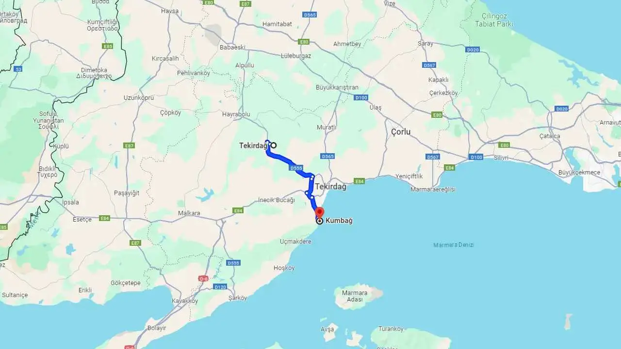 Tekirdağ Kumbağ arası kaç km? Kumbağ Tekirdağ arası kaç saat?