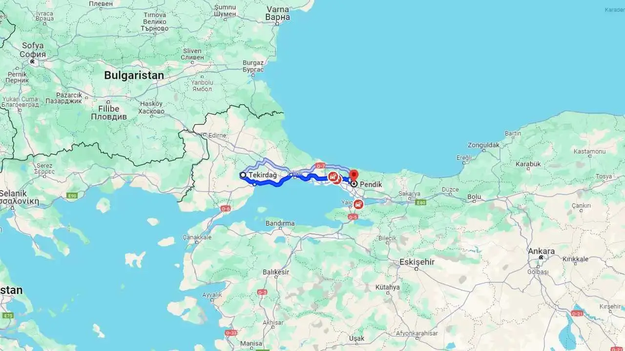 Tekirdağ Pendik arası kaç km? Pendik Tekirdağ arası kaç saat?