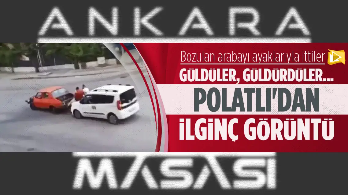 Bozulan aracı ayaklarıyla iterek götürdüler!