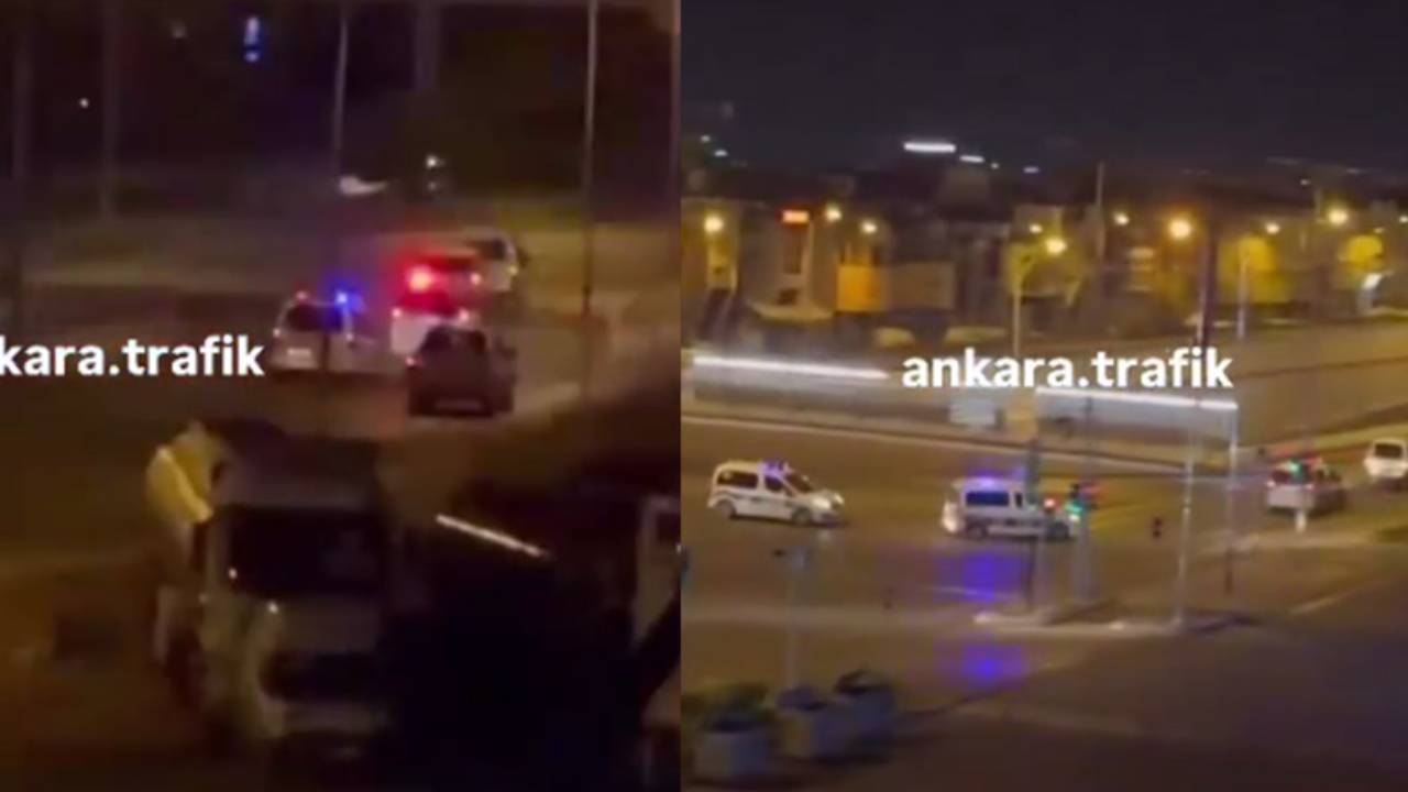 Ankara'da polis sürücü kovalamacası kamerada!