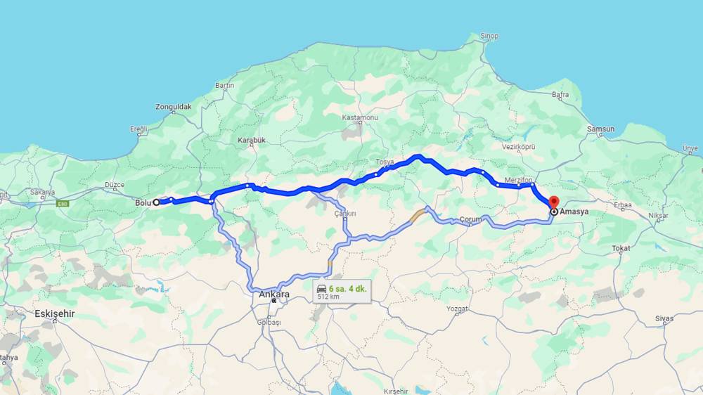 Bolu Amasya arası kaç km? Amasya Bolu arası kaç saat?