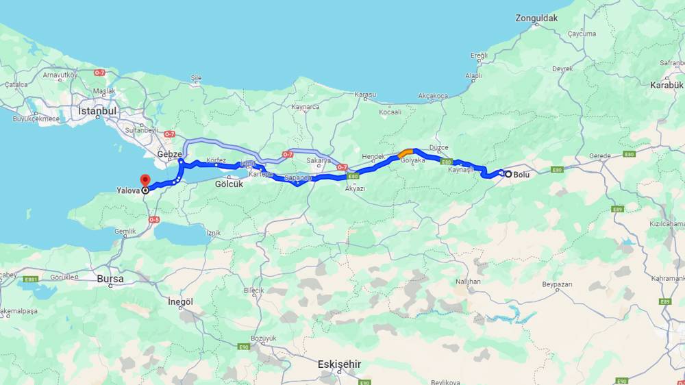 Bolu Yalova arası kaç km? Yalova Bolu arası kaç saat?