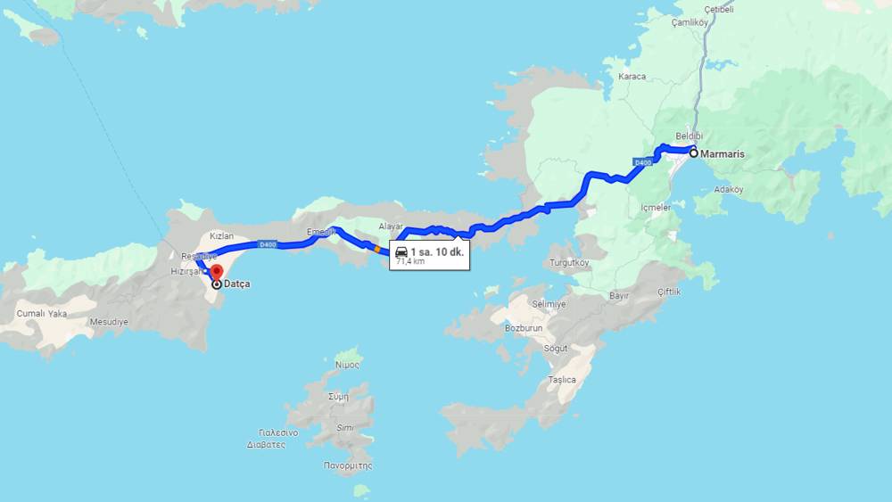 Marmaris Datça arası kaç km? Datça Marmaris arası kaç saat?