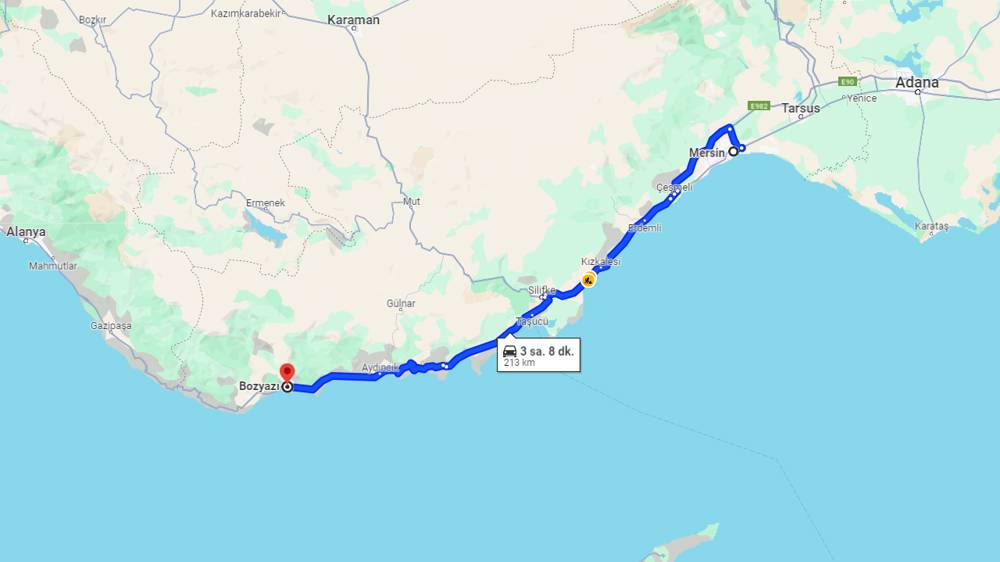 Mersin Bozyazı arası kaç km? Bozyazı Mersin arası kaç saat?