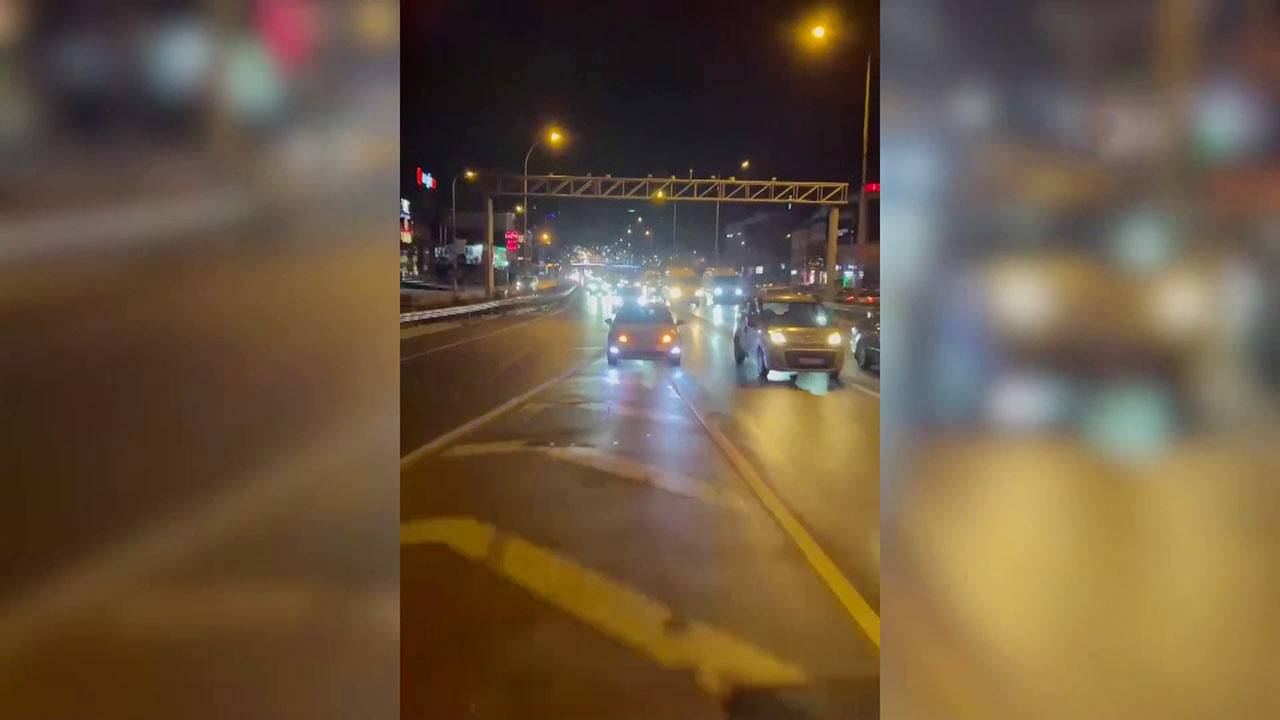 Pendik'te ambulansın peşine takılıp yol isteyen maganda yakalandı