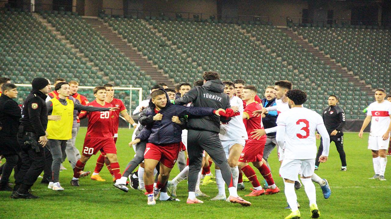 Türkiye U21 - Sırbistan U21 maçı sonrası arbede