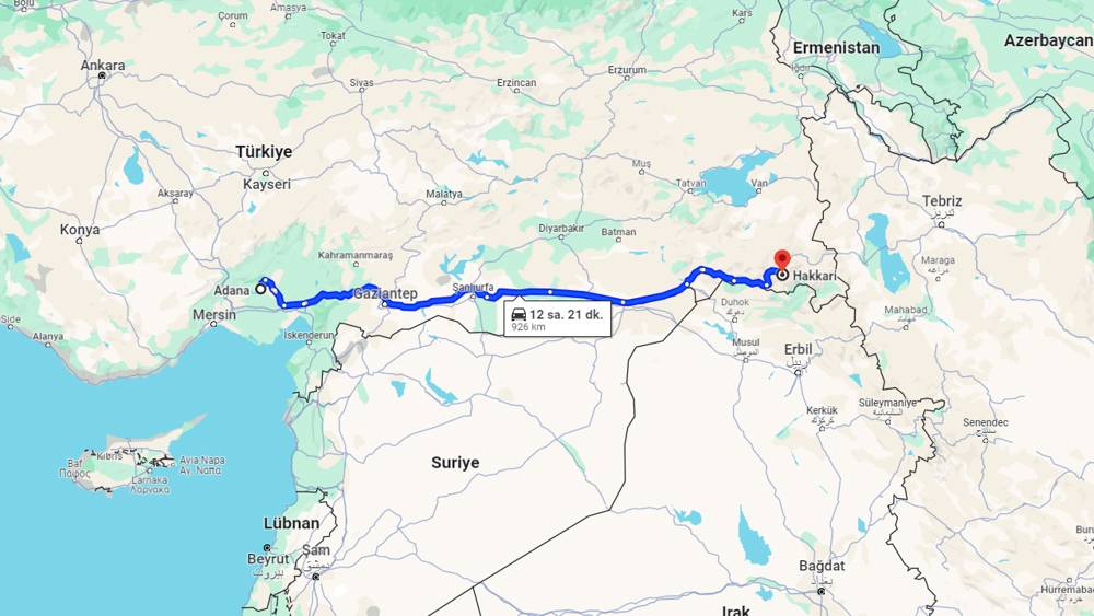 Adana Hakkari arası kaç km? Hakkari Adana arası kaç saat?