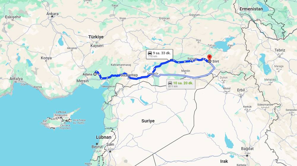 Adana Siirt arası kaç km? Siirt Adana arası kaç saat?