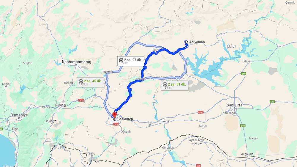 Adıyaman Gaziantep arası kaç km? Gaziantep Adıyaman arası kaç saat?