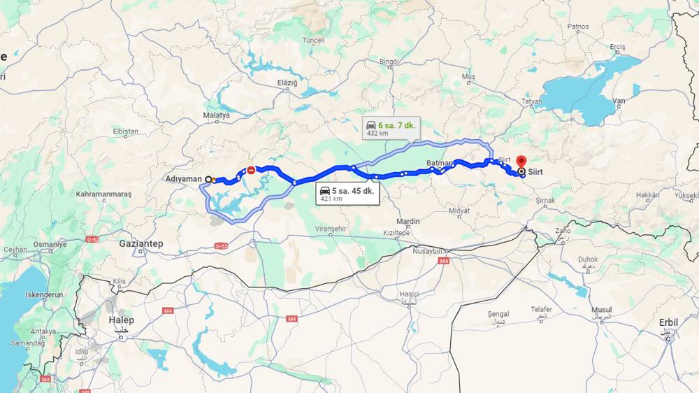 Adıyaman Siirt arası kaç km? Siirt Adıyaman arası kaç saat?