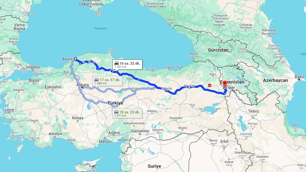 Bartın Iğdır arası kaç km? Iğdır Bartın arası kaç saat?