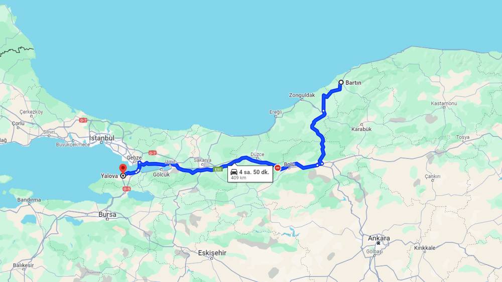 Bartın Yalova arası kaç km? Yalova Bartın arası kaç saat?