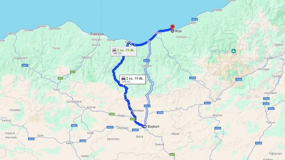 Bayburt Rize arası kaç km? Rize Bayburt arası kaç saat?