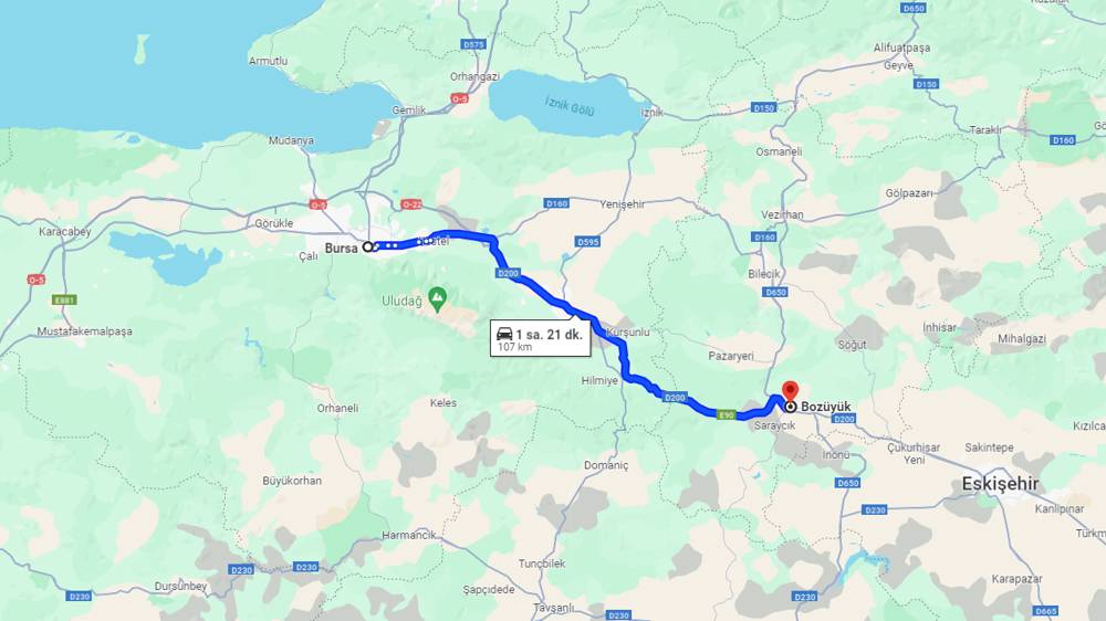Bursa Bozüyük arası kaç km? Bozüyük Bursa arası kaç saat?