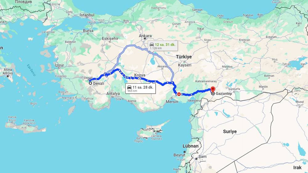 Denizli Gaziantep arası kaç km? Gaziantep Denizli arası kaç saat?