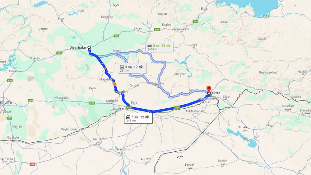 Diyarbakır Cizre arası kaç km? Cizre Diyarbakır arası kaç saat?