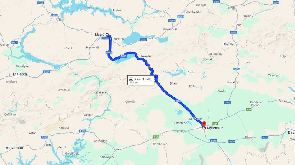 Elazığ Diyarbakır arası kaç km? Diyarbakır Elazığ arası kaç saat?