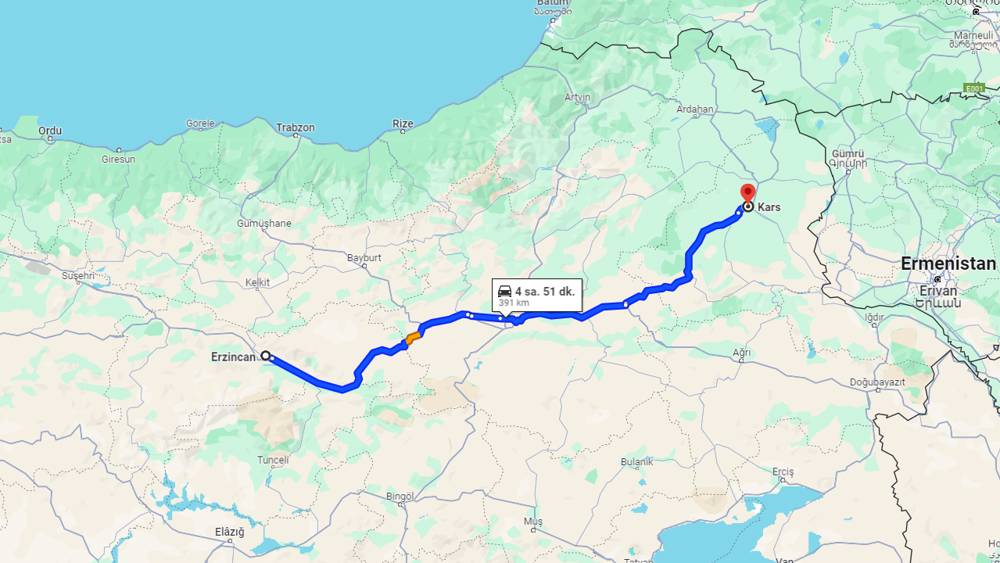 Erzincan Kars arası kaç km? Kars Erzincan arası kaç saat?