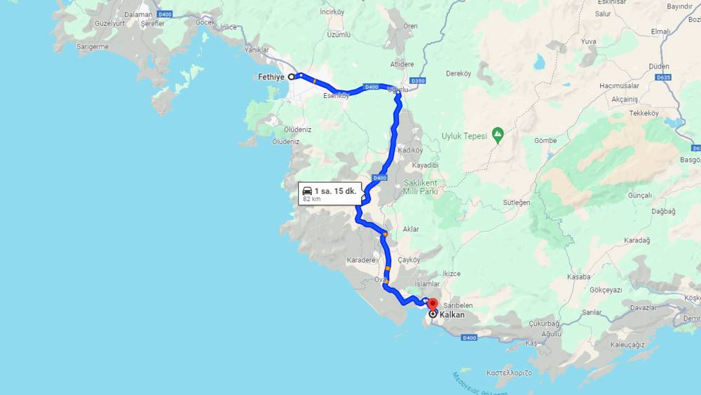 Fethiye Kalkan arası kaç km? Kalkan Fethiye arası kaç saat?