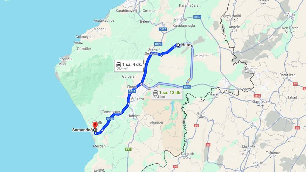 Hatay Samandağ arası kaç km? Samandağ Hatay arası kaç saat?