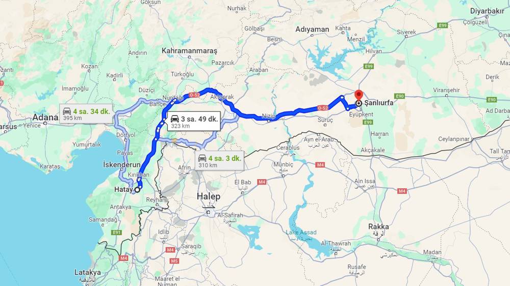 Hatay Şanlıurfa arası kaç km? Şanlıurfa Hatay arası kaç saat?