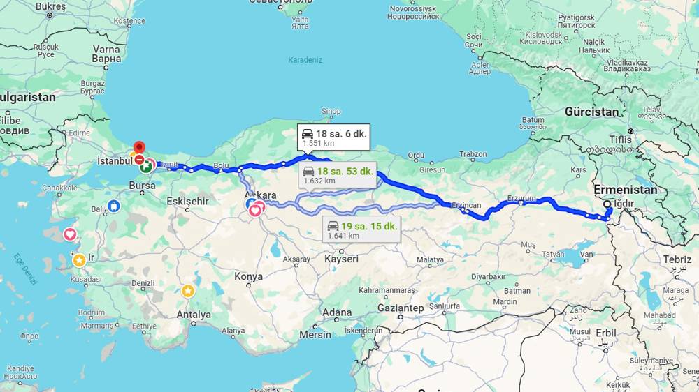 Iğdır İstanbul arası kaç km? İstanbul Iğdır arası kaç saat?