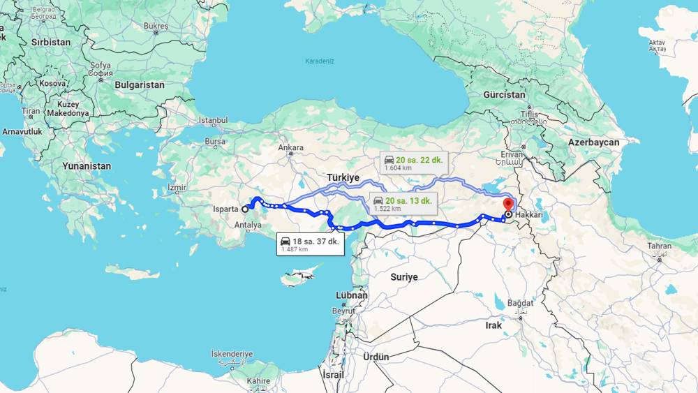 Isparta Hakkari arası kaç km? Hakkari Isparta arası kaç saat?