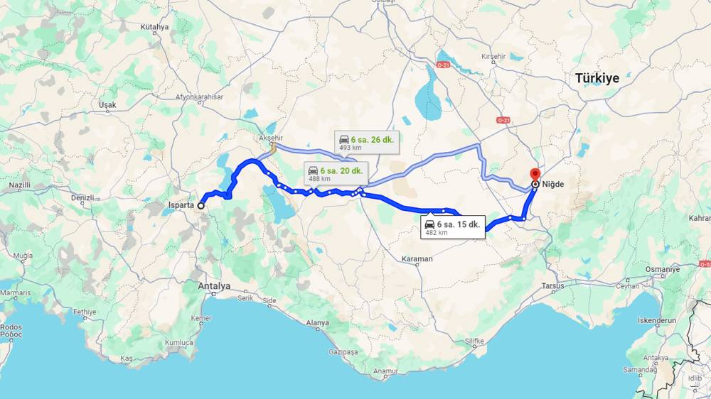 Isparta Niğde arası kaç km? Niğde Isparta arası kaç saat?