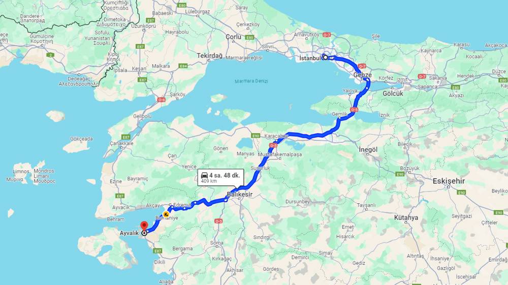 İstanbul Ayvalık arası kaç km? Ayvalık İstanbul arası kaç saat?