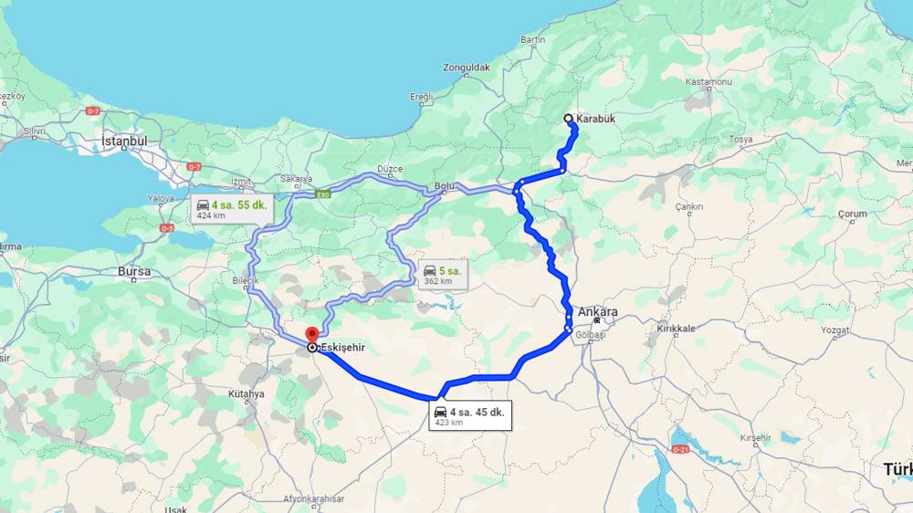 Karabük Eskişehir arası kaç km? Eskişehir Karabük arası kaç saat?