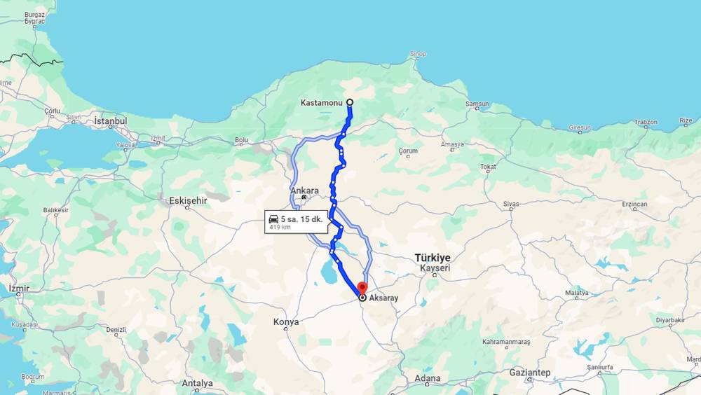 Kastamonu Aksaray arası kaç km? Aksaray Kastamonu arası kaç saat?