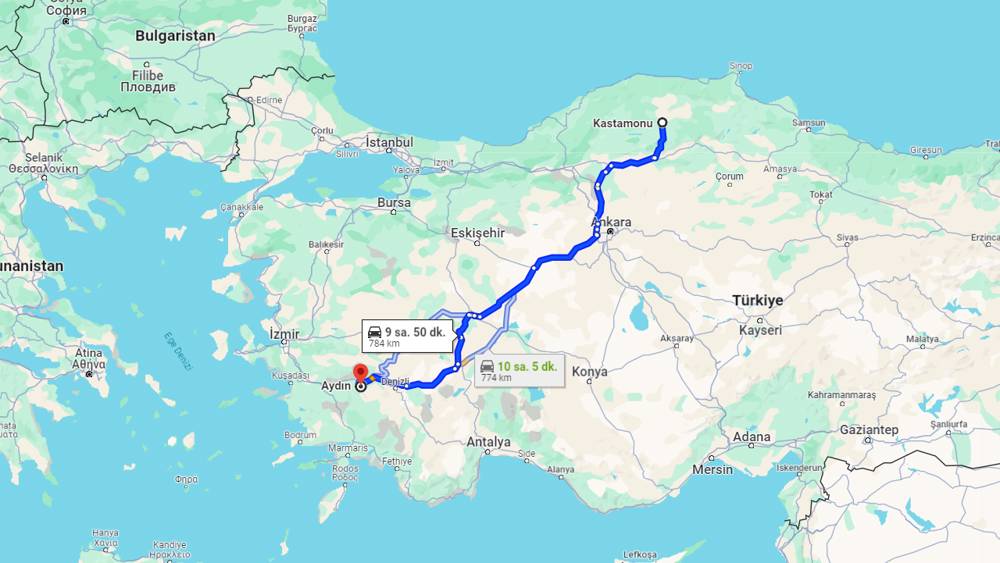 Kastamonu Aydın arası kaç km? Aydın Kastamonu arası kaç saat?