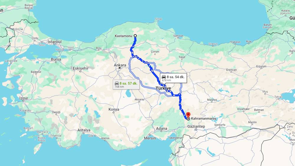 Kastamonu Kahramanmaraş arası kaç km? Kahramanmaraş Kastamonu arası kaç saat?