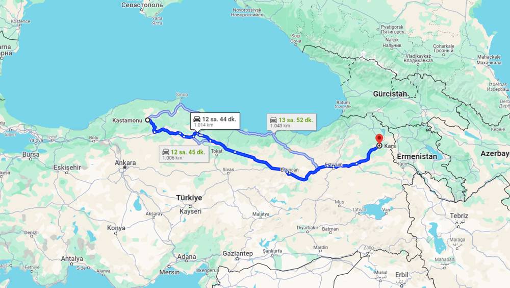 Kastamonu Kars arası kaç km? Kars Kastamonu arası kaç saat?