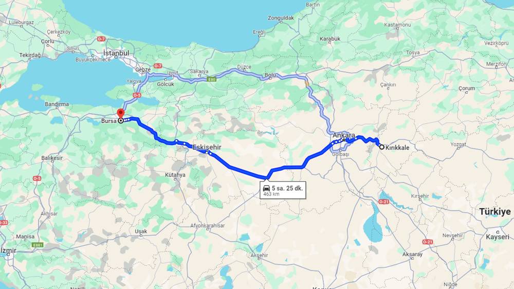 Kırıkkale Bursa arası kaç km? Bursa Kırıkkale arası kaç saat?